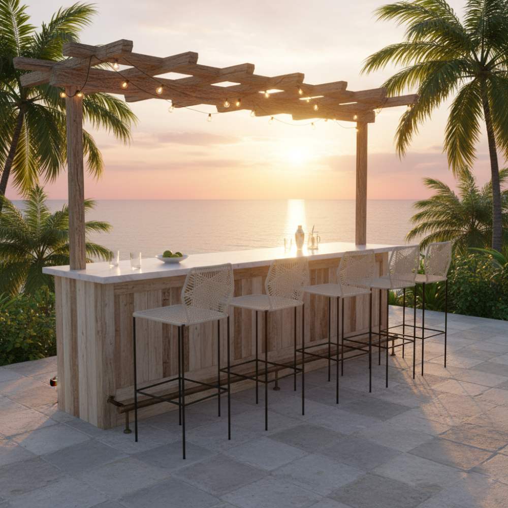 Chaise de bar design en nylon Blanc | Collection Sambava