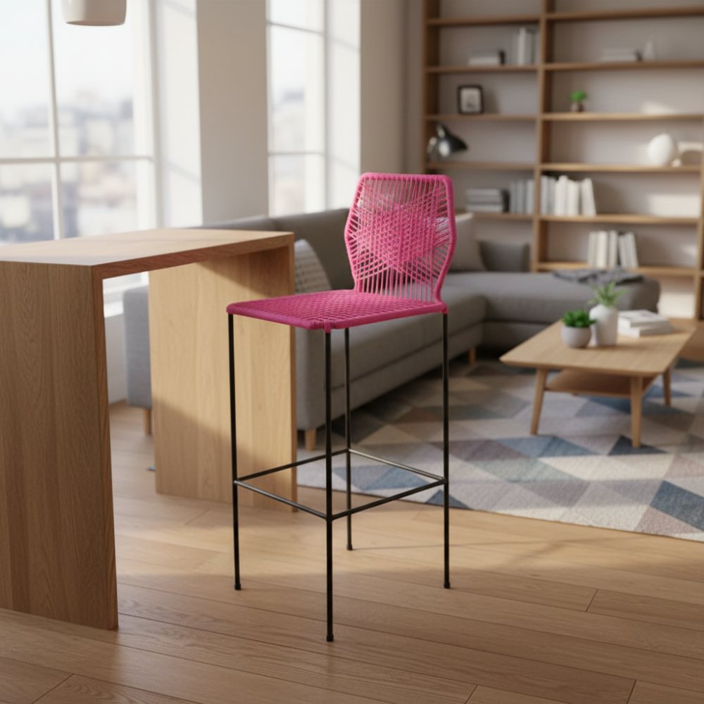 Chaise de bar design en nylon Fuchsia | Collection Sambava