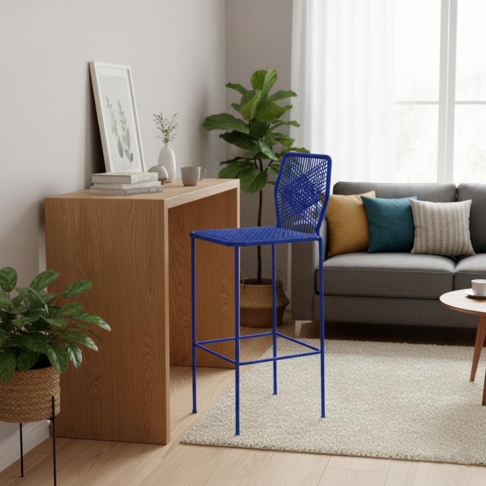 Chaise de bar design en nylon Bleu Roi | Collection Sambava