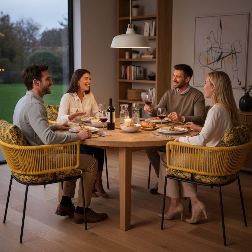 Chaise en corde tressée bohème intérieur-extérieur Jaune | Collection ANAKAO