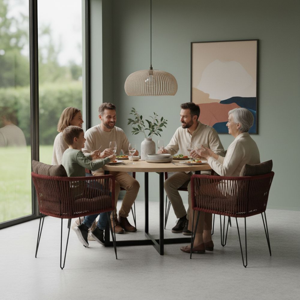 Chaise en corde tressée bohème Rouge | Collection MAJUNGA