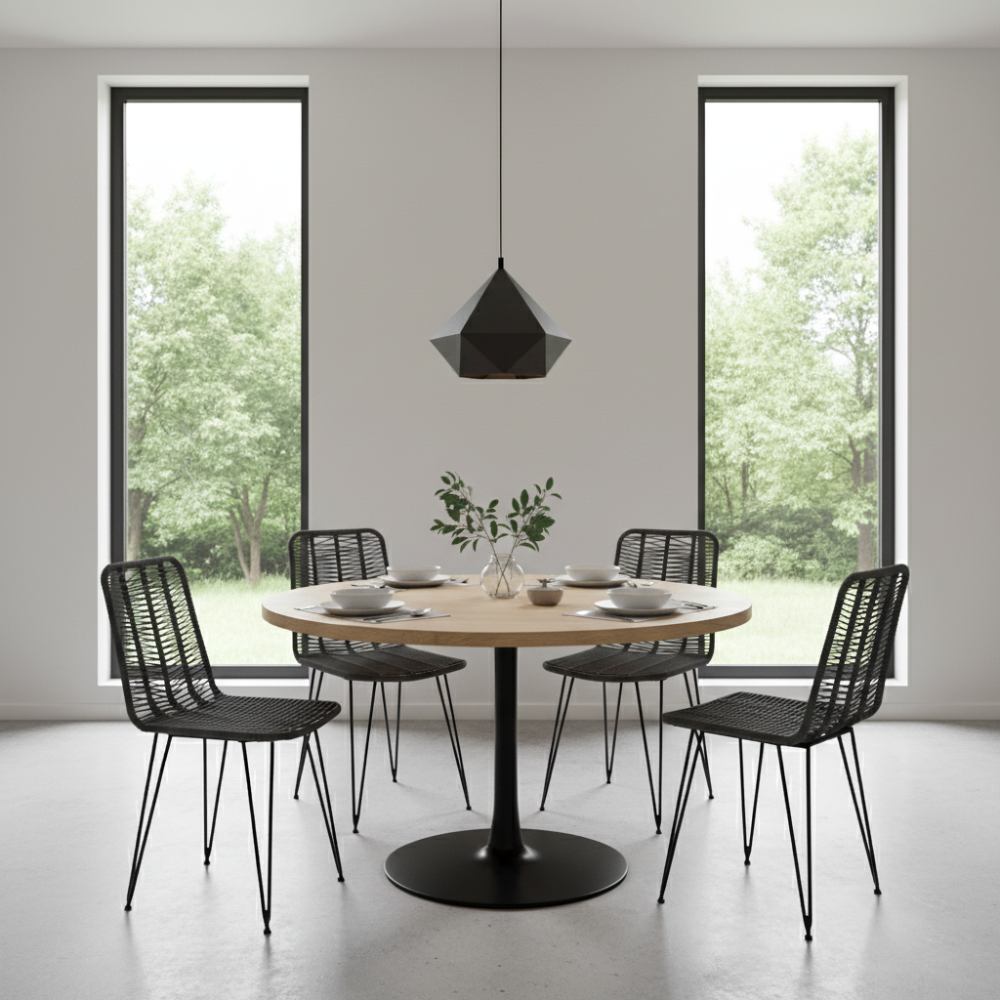 Chaise de salle à manger tressée Anthracite | Collection AMBOSITRA