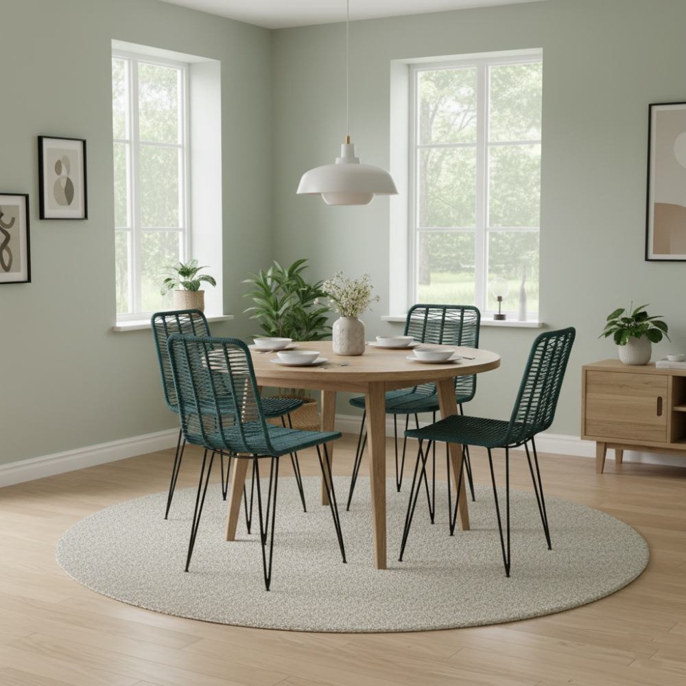 Chaise de salle à manger tressée Bleu Lagon | Collection AMBOSITRA