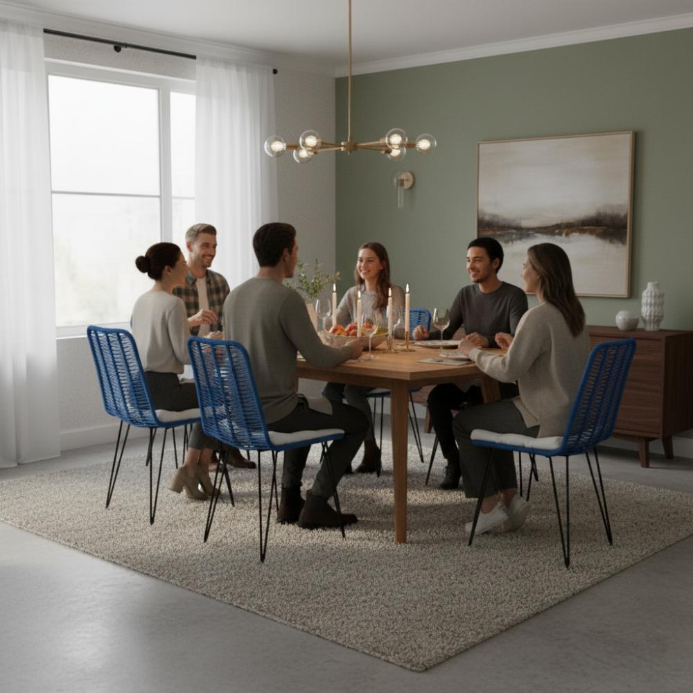 Chaise de salle à manger tressée Bleu Roi | Collection AMBOSITRA