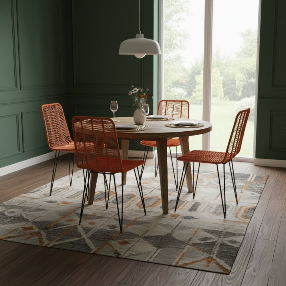 Chaise de salle à manger tressée Orange | Collection AMBOSITRA