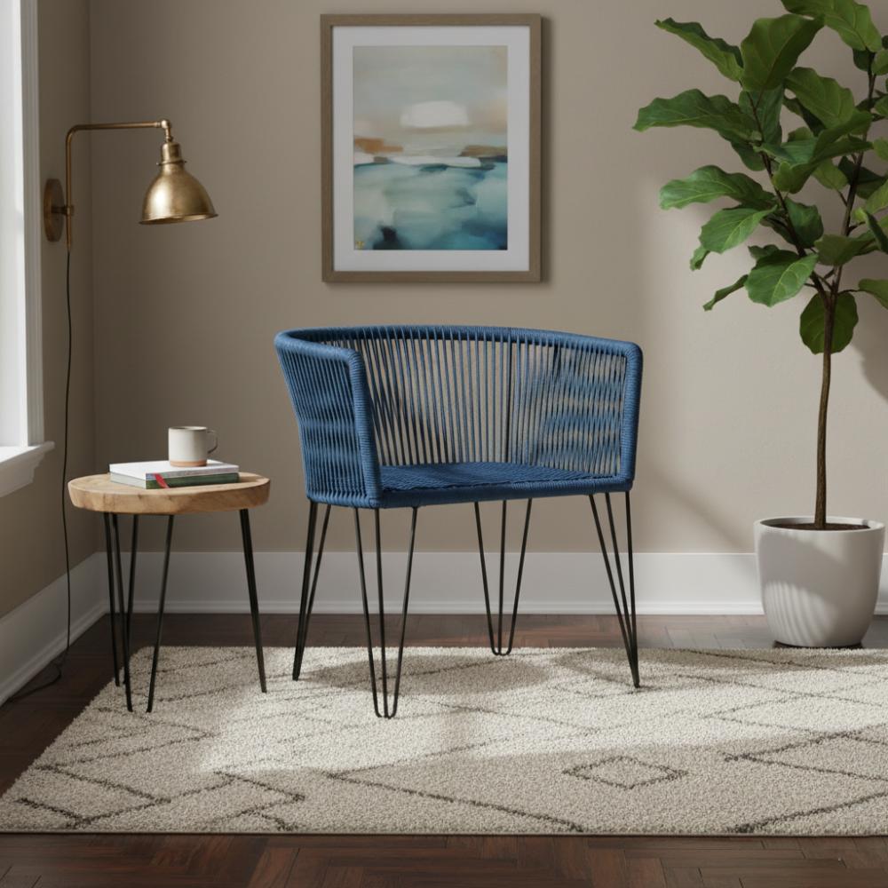 Chaise en corde tressée bohème Bleu Lagon | Collection MAJUNGA