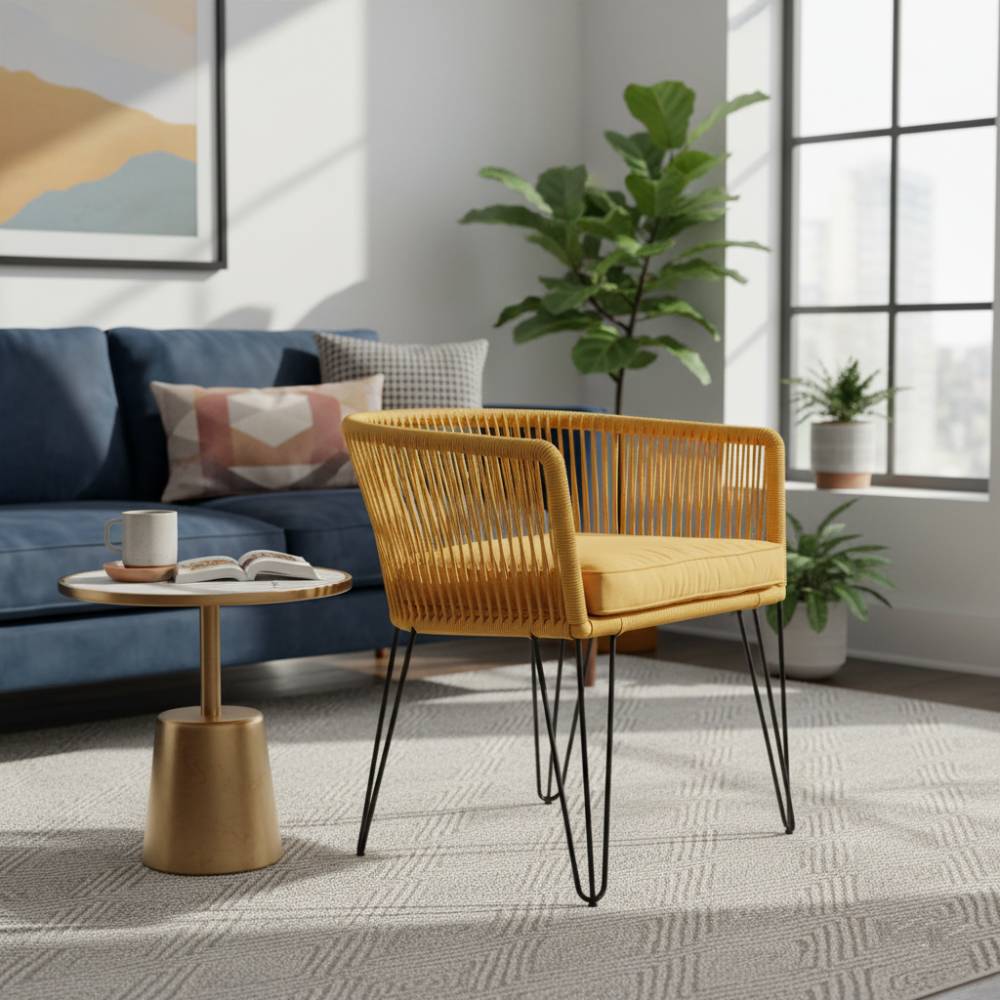 Chaise en corde tressée bohème Miel | Collection MAJUNGA