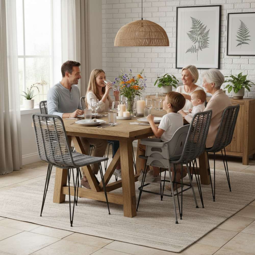 Chaise de salle à manger tressée Anthracite | Collection AMBOSITRA