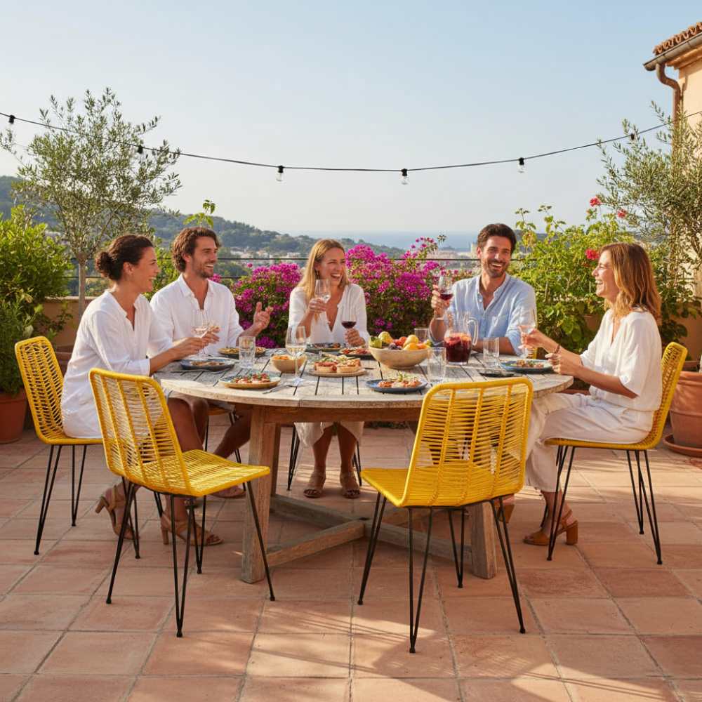 Chaise de salle à manger tressée Jaune | Collection AMBOSITRA