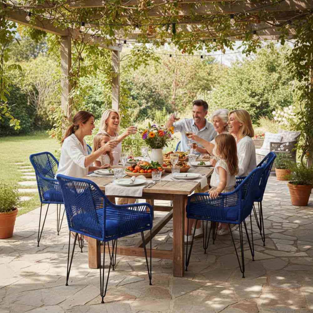 Chaise de salon bohème Bleu Roi | Collection SAMBAVA