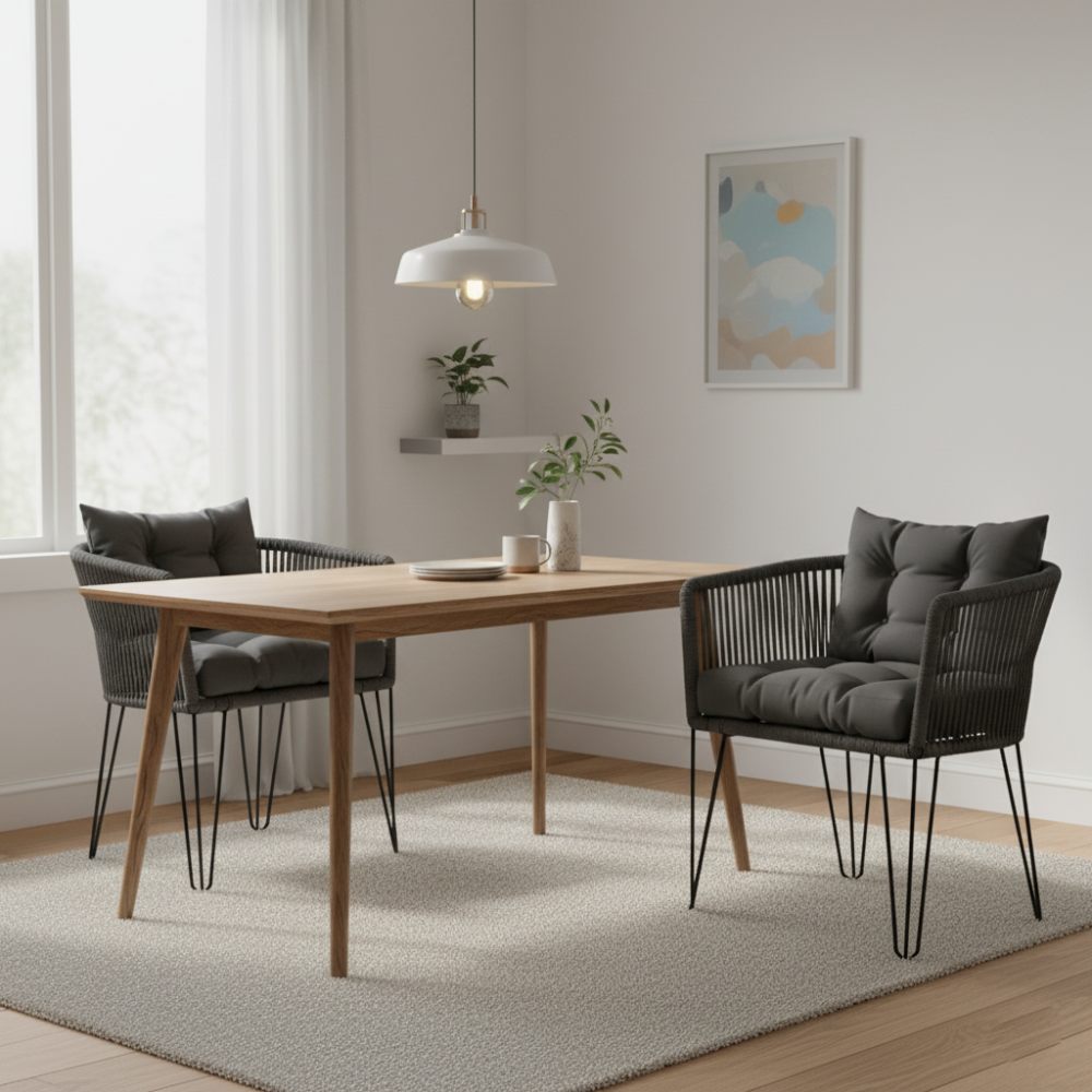 Chaise en corde tressée bohème Anthracite | Collection MAJUNGA