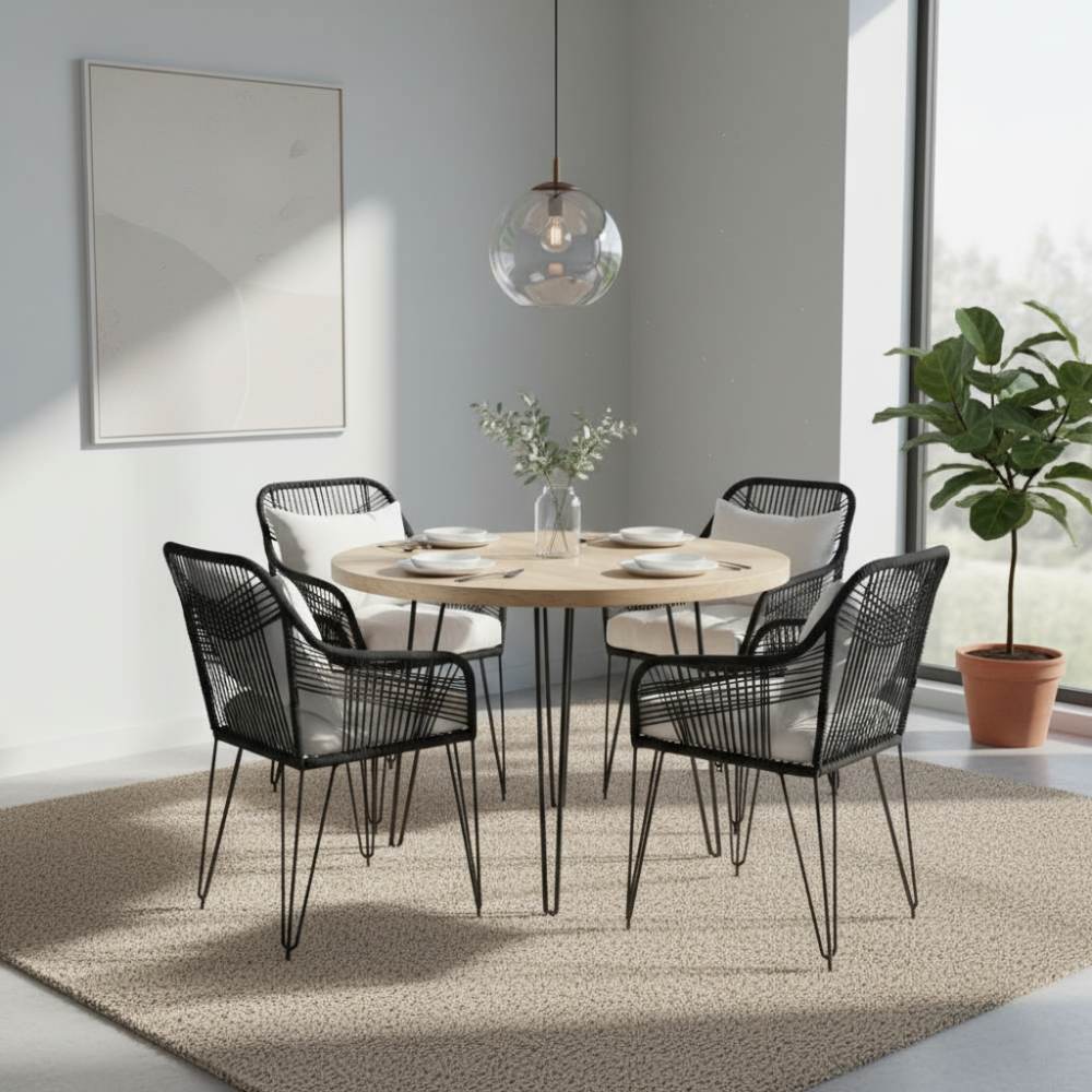 Chaise de salon bohème Noir | Collection SAMBAVA