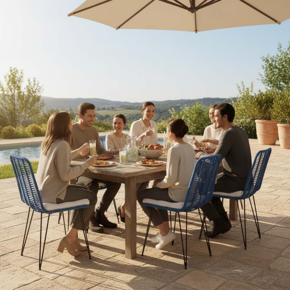 Chaise de salle à manger tressée Bleu Roi | Collection AMBOSITRA