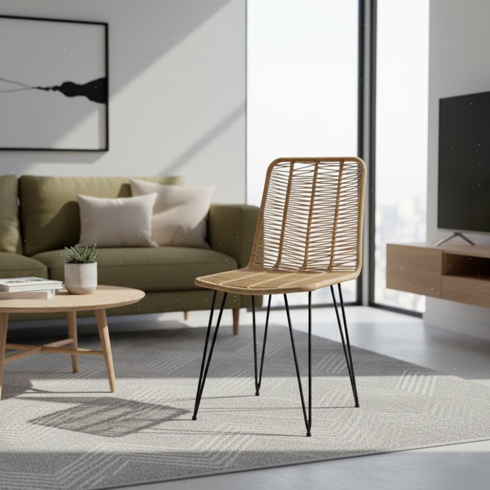 Chaise de salle à manger tressée Sable | Collection AMBOSITRA