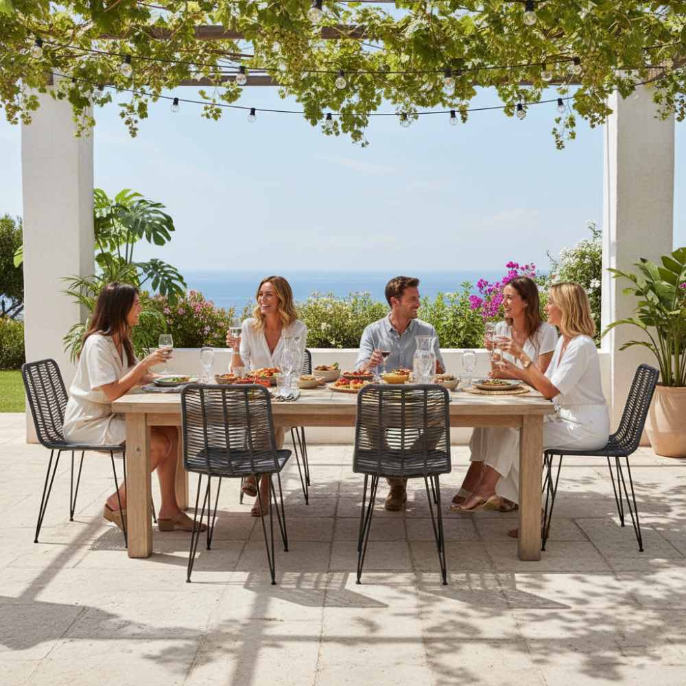 Chaise de salle à manger tressée Anthracite | Collection AMBOSITRA