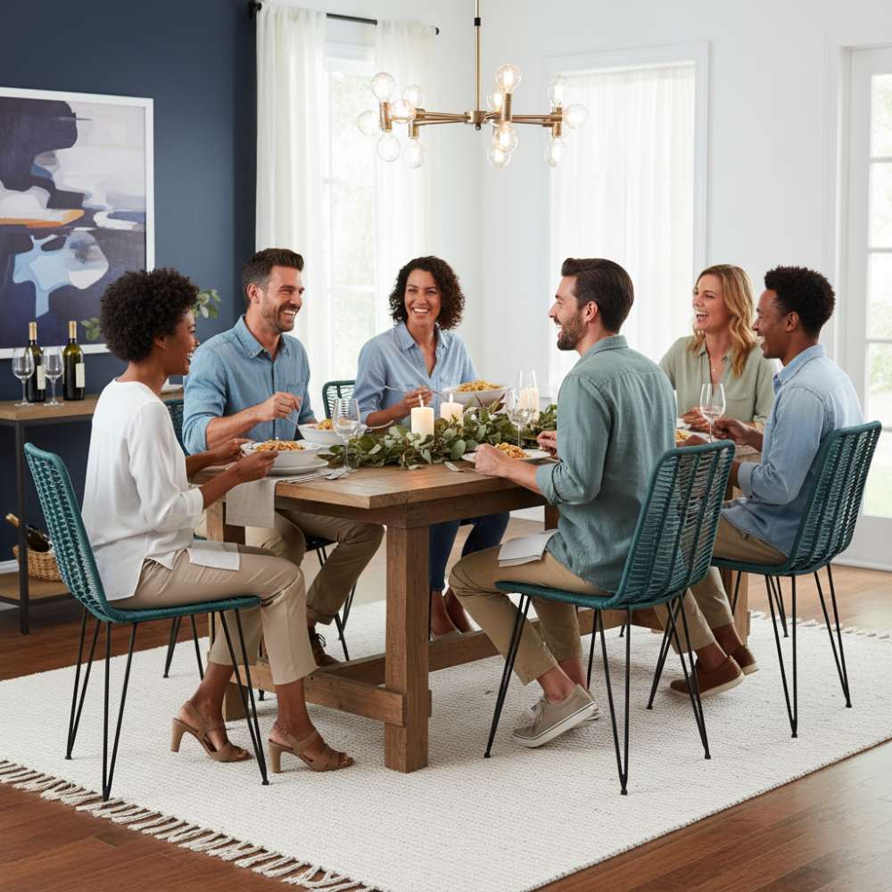 Chaise de salle à manger tressée Bleu Lagon | Collection AMBOSITRA