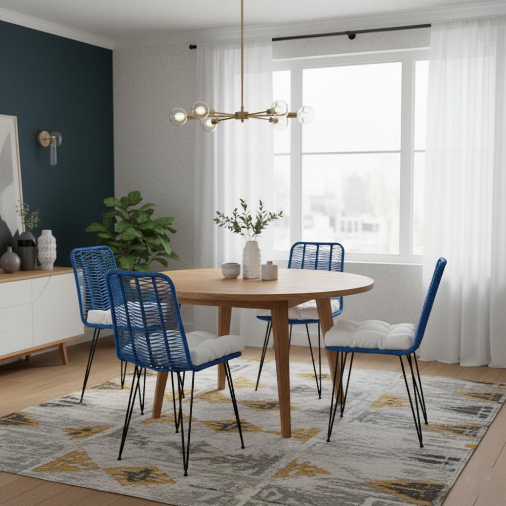 Chaise de salle à manger tressée Bleu Roi | Collection AMBOSITRA