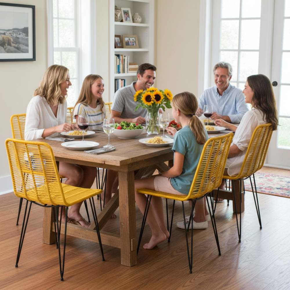 Chaise de salle à manger tressée Jaune | Collection AMBOSITRA