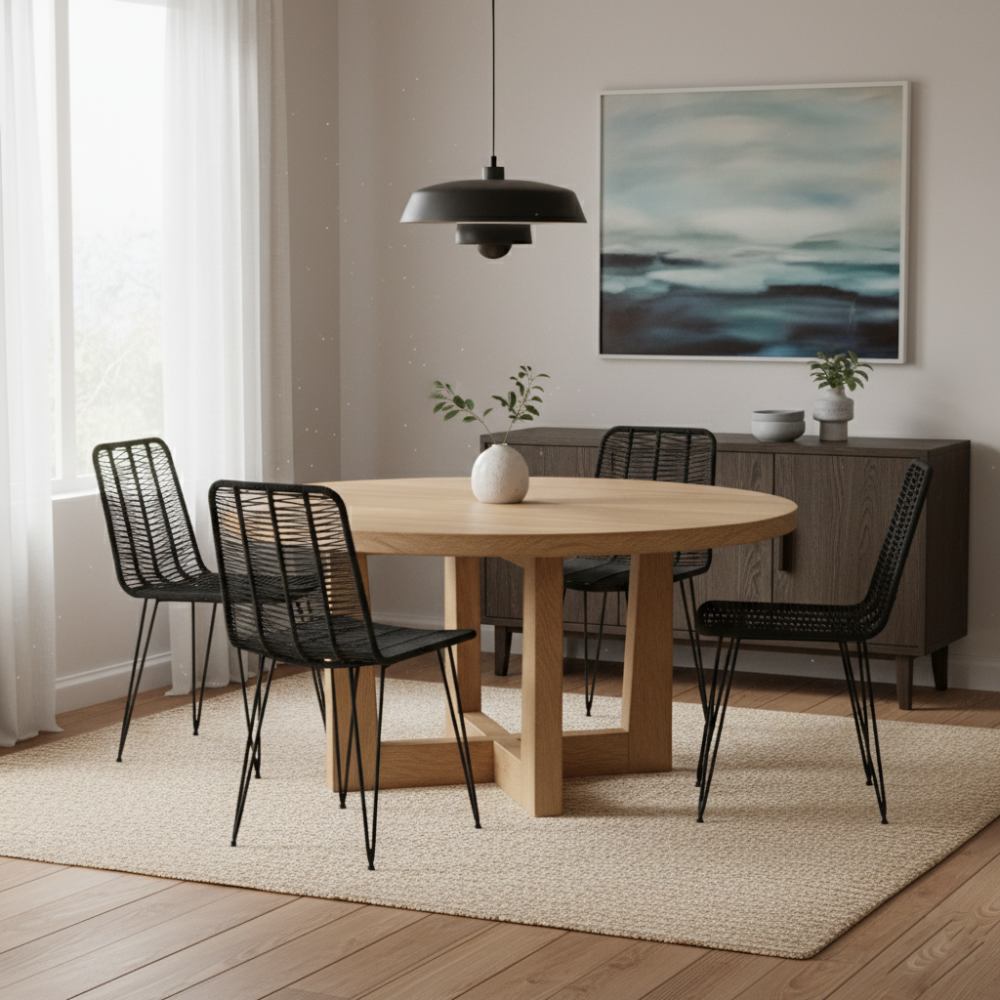 Chaise de salle à manger tressée Noir | Collection AMBOSITRA