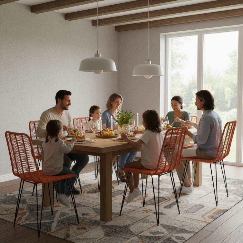 Chaise de salle à manger tressée Orange | Collection AMBOSITRA