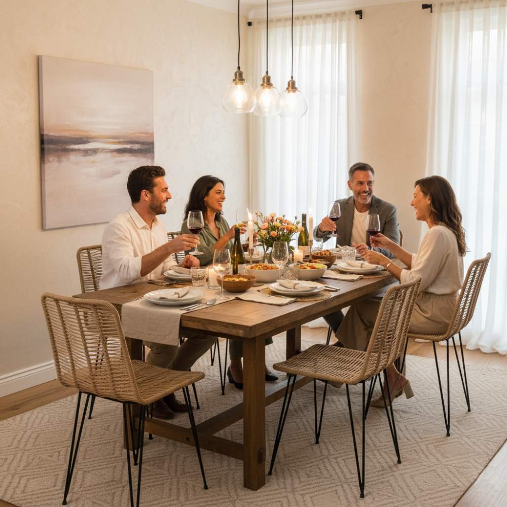 Chaise de salle à manger tressée Sable | Collection AMBOSITRA