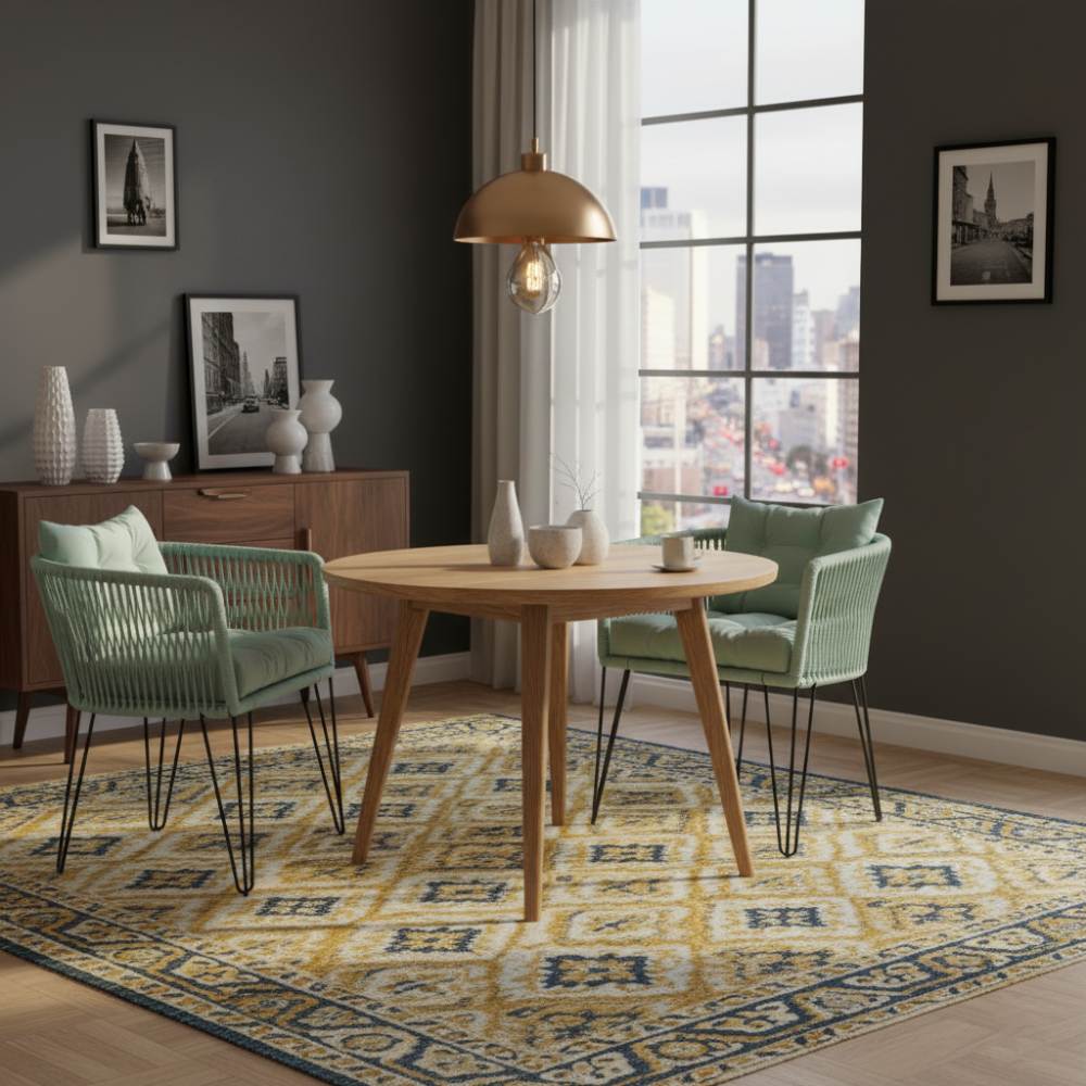 Chaise en corde tressée bohème Vert d'eau | Collection MAJUNGA