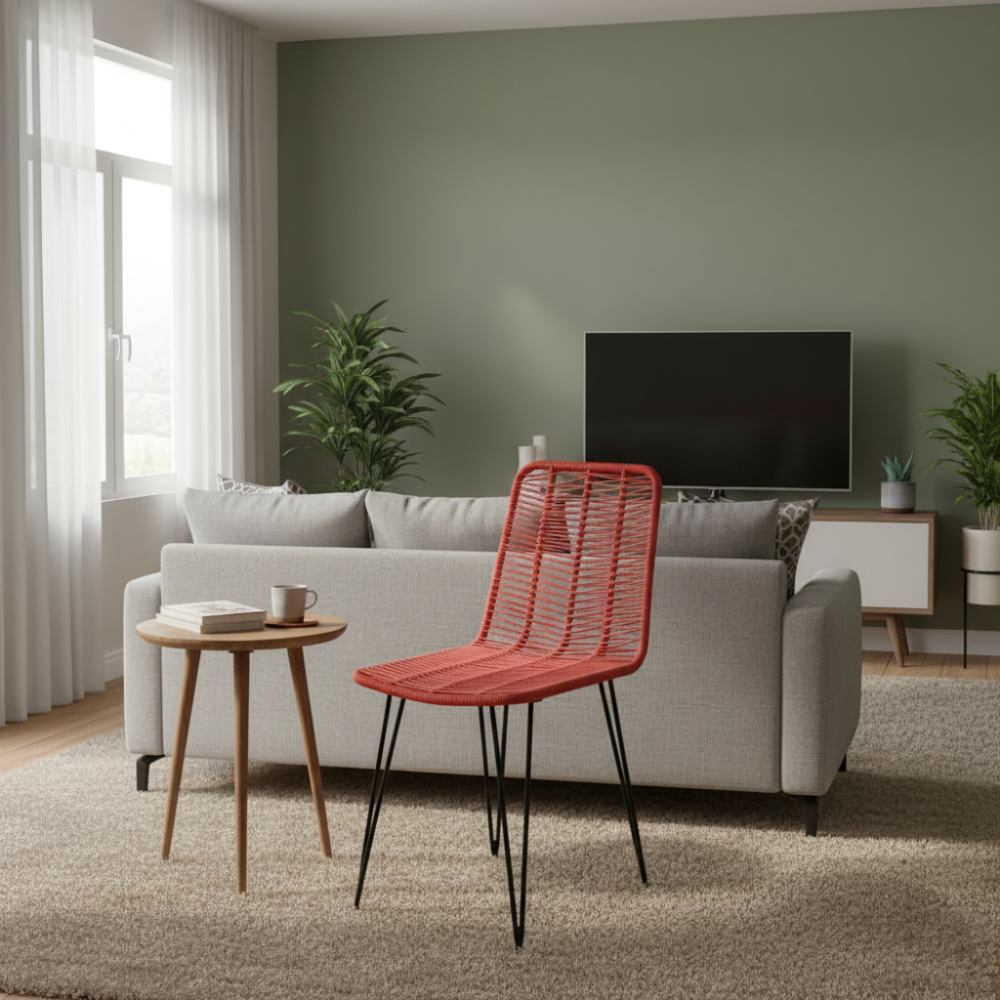 Chaise de salle à manger tressée Rouge | Collection AMBOSITRA