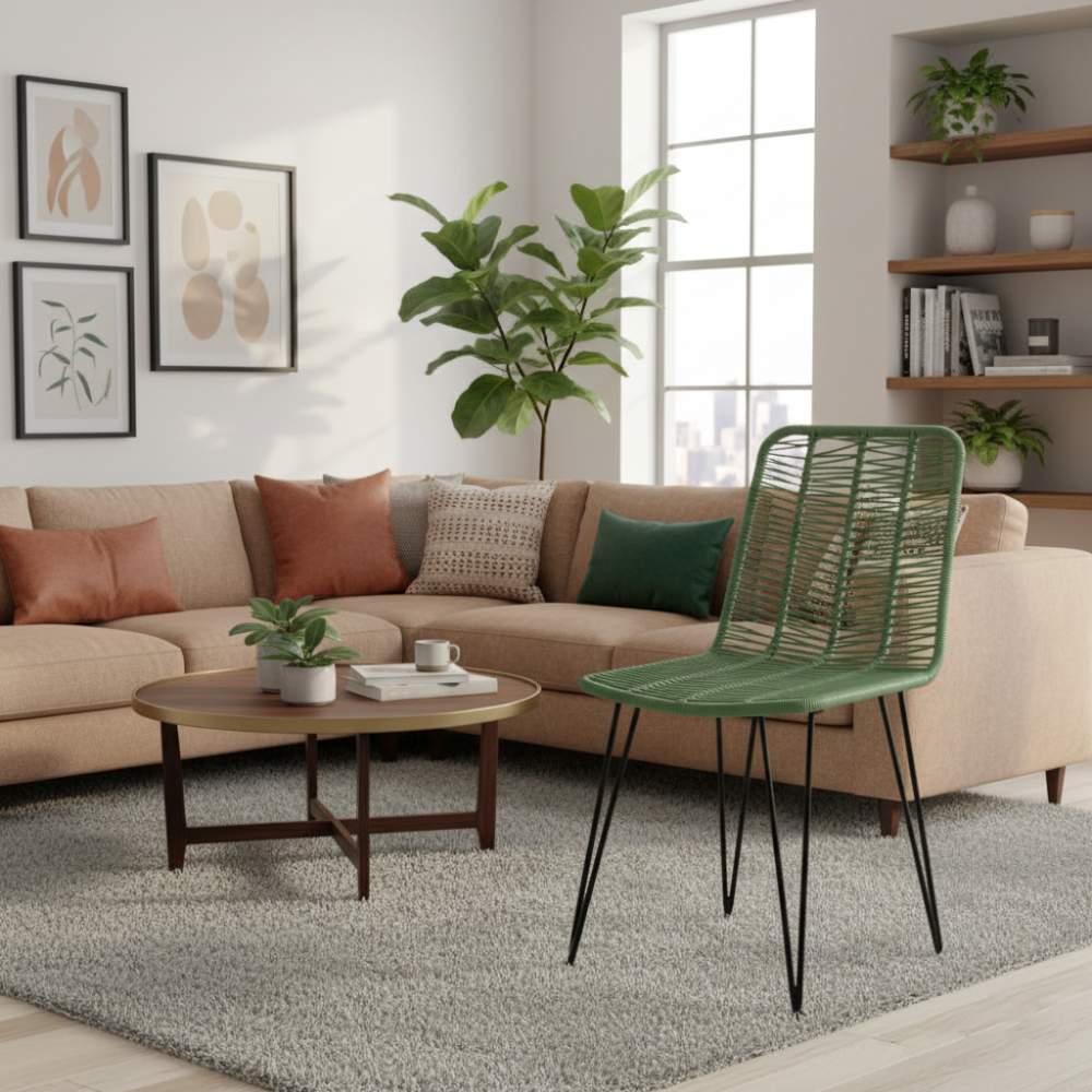 Chaise de salle à manger tressée Vert d'eau | Collection AMBOSITRA