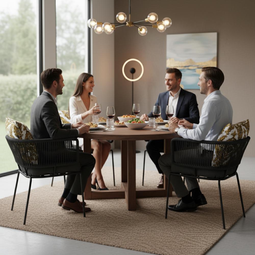 Chaise en corde tressée bohème intérieur-extérieur Anthracite | Collection ANAKAO