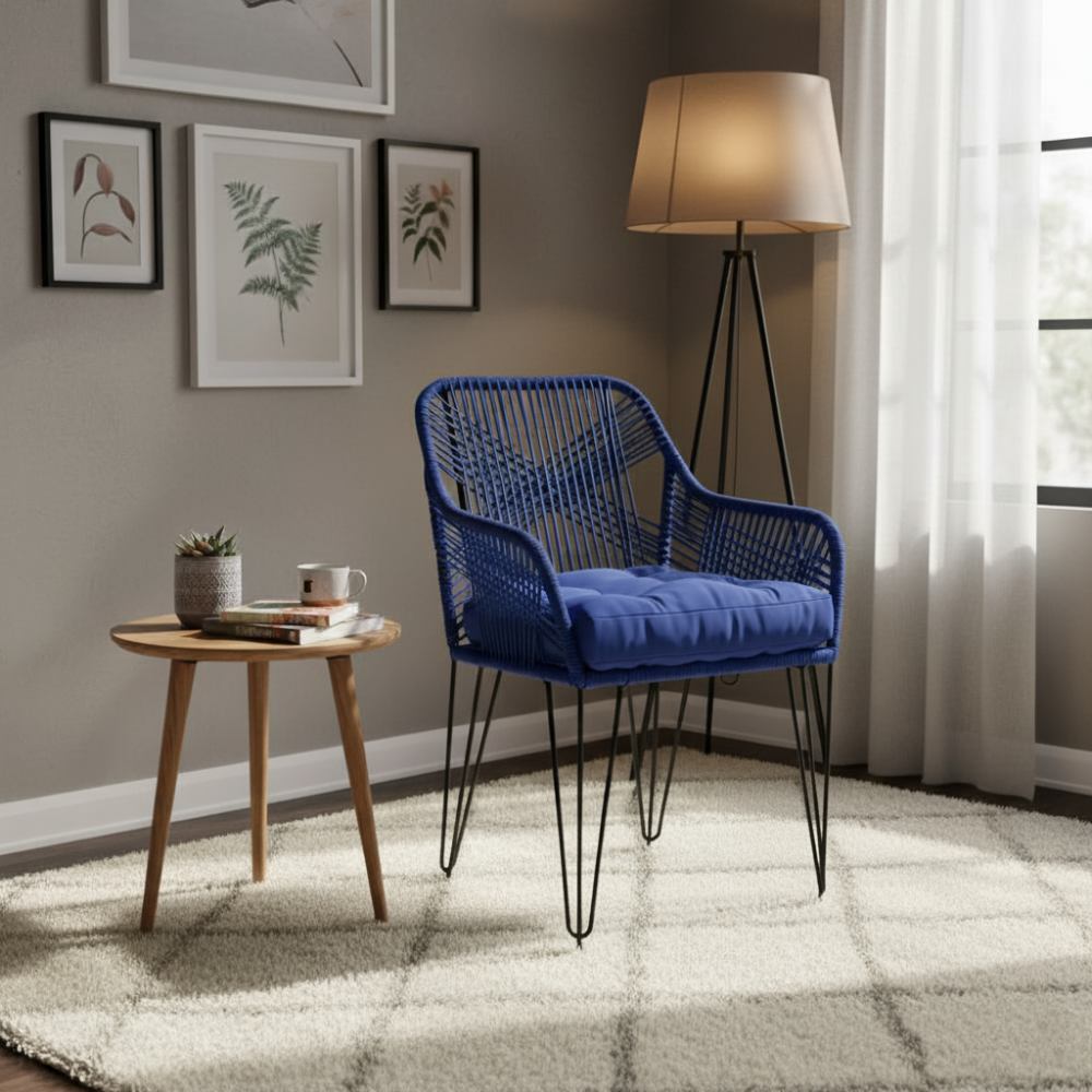 Chaise de salon bohème Bleu Roi | Collection SAMBAVA