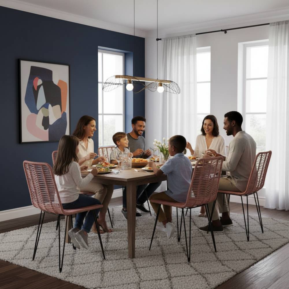 Chaise de salle à manger tressée Rose | Collection AMBOSITRA