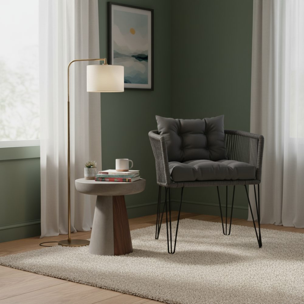 Chaise en corde tressée bohème Anthracite | Collection MAJUNGA