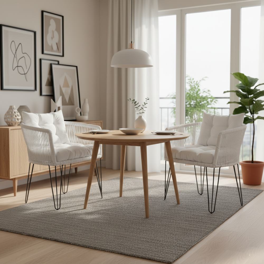 Chaise en corde tressée bohème Blanc | Collection MAJUNGA