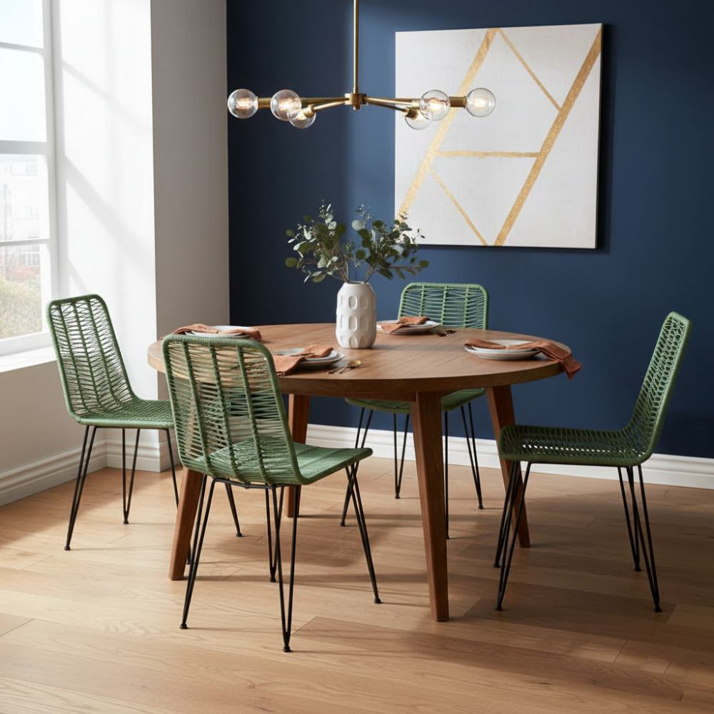 Chaise de salle à manger tressée Vert d'eau | Collection AMBOSITRA