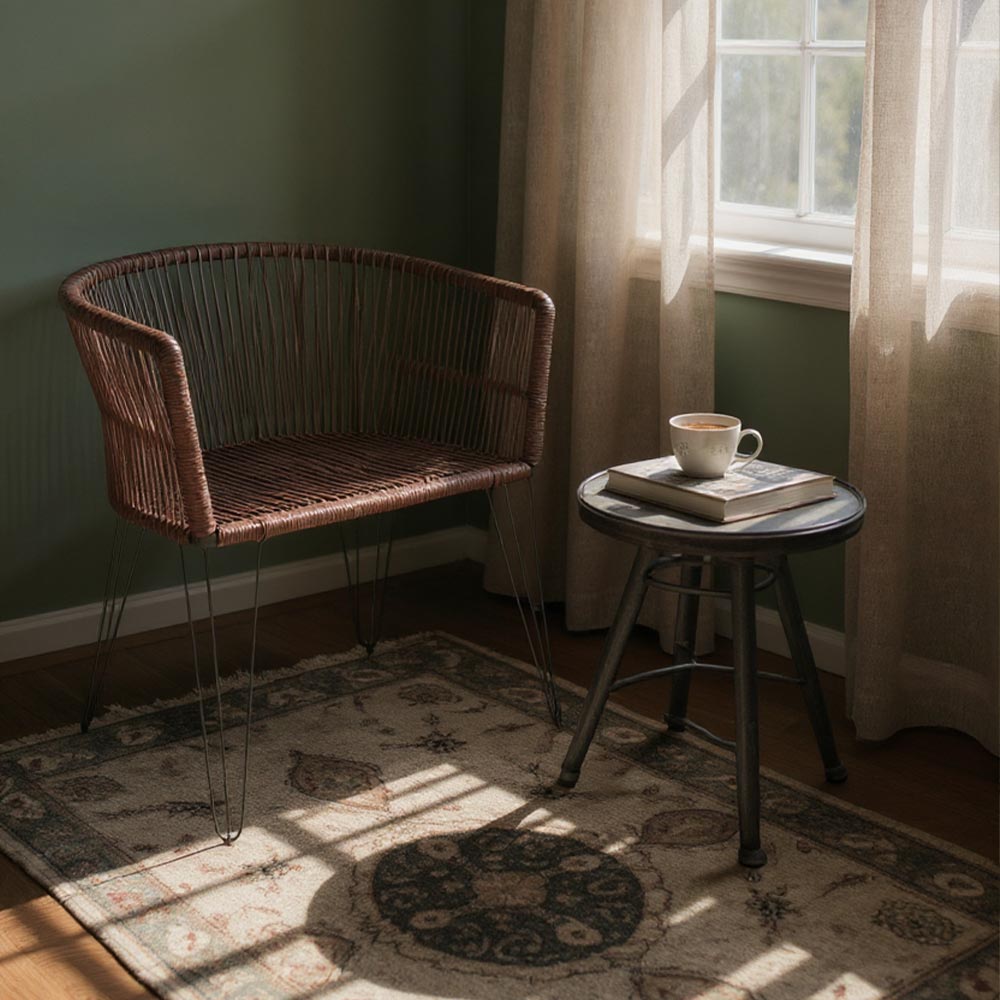 Chaise en corde tressée bohème Chocolat | Collection MAJUNGA