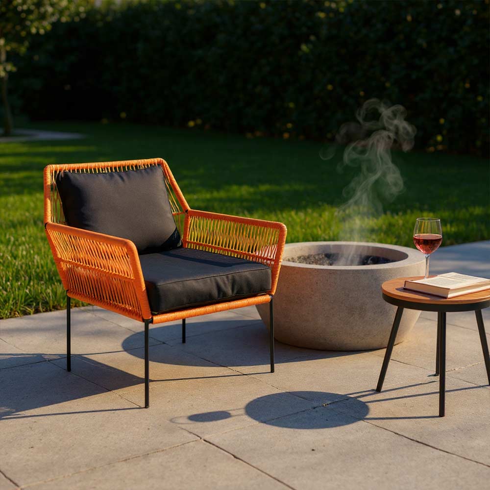 Fauteuil en corde tressée bohème Orange | Collection TANA
