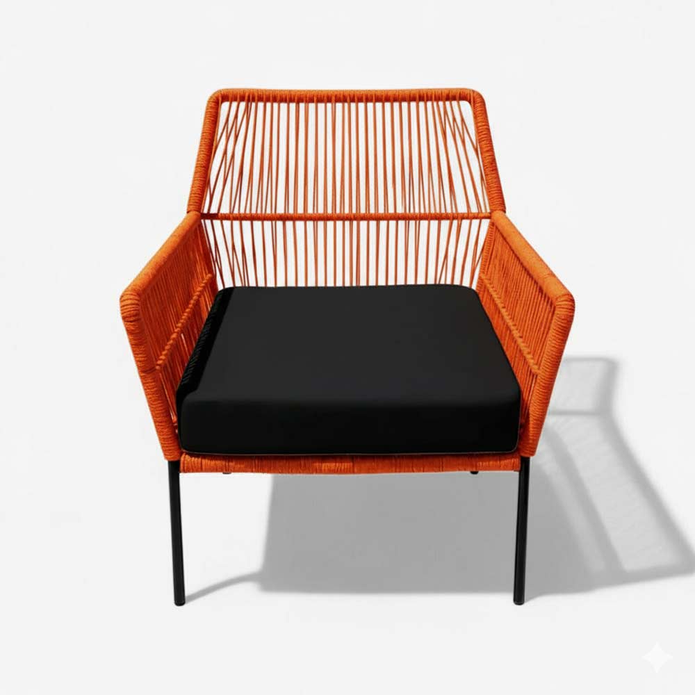 Fauteuil en corde tressée bohème Orange | Collection TANA