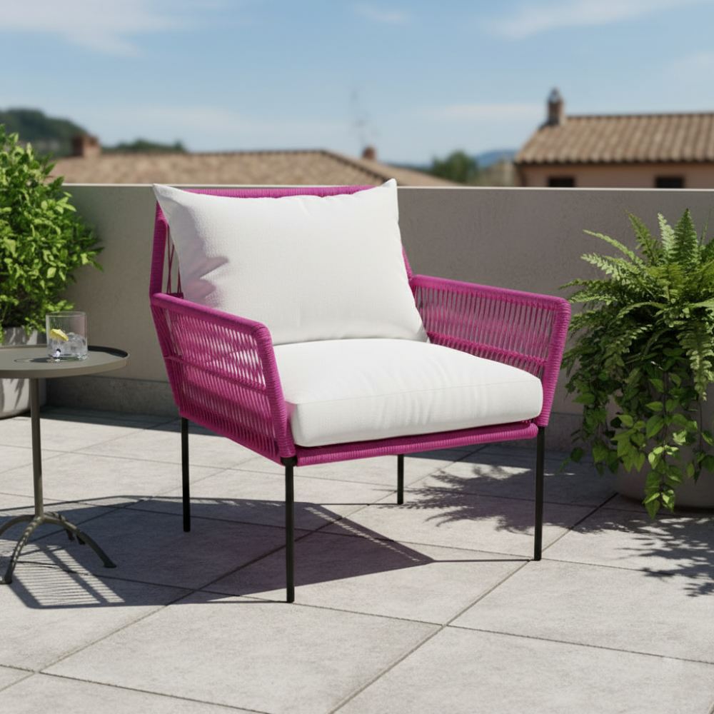 Fauteuil en corde tressée bohème Fuchsia | Collection TANA