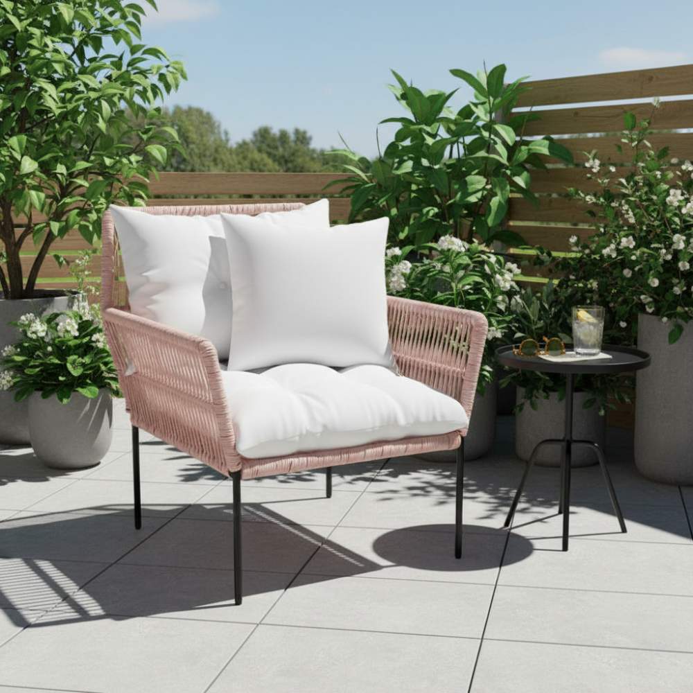 Fauteuil en corde tressée bohème Vieux Rose | Collection TANA