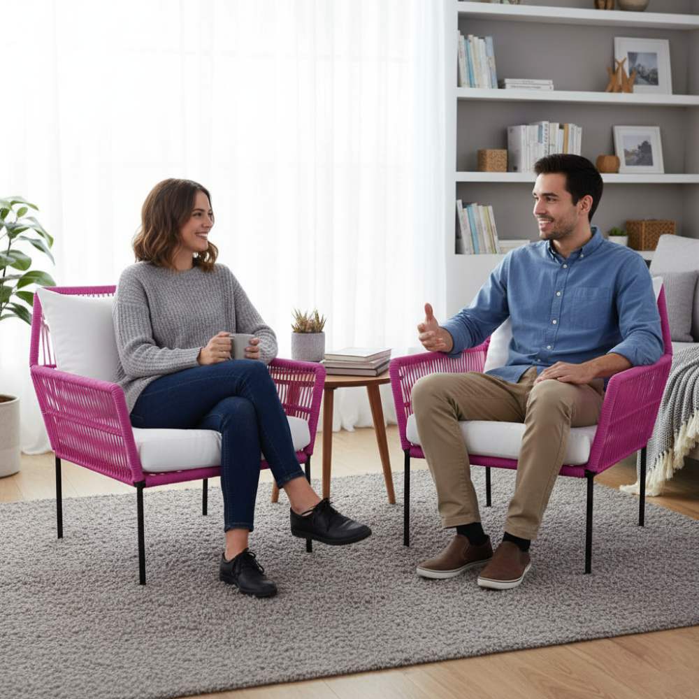 Fauteuil en corde tressée bohème Fuchsia | Collection TANA