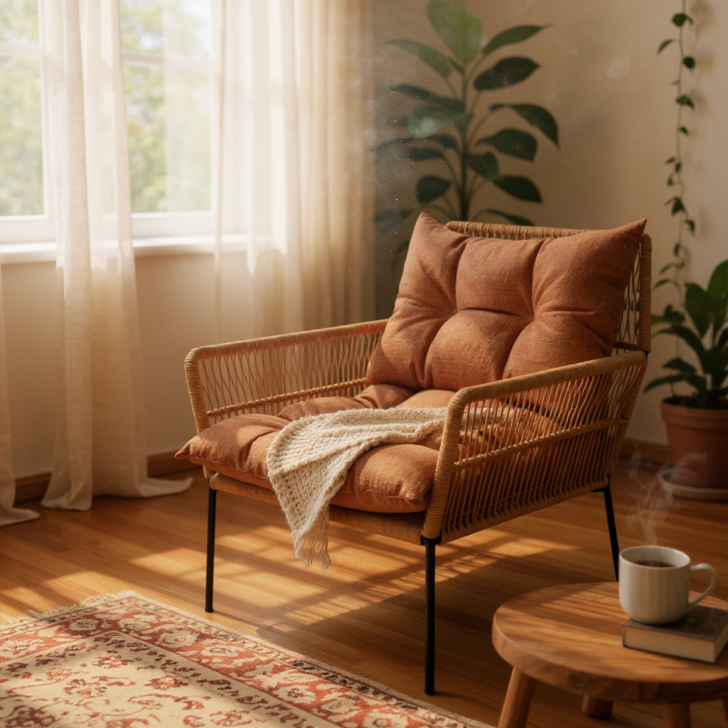 Fauteuil en corde tressée bohème Cannelle | Collection TANA