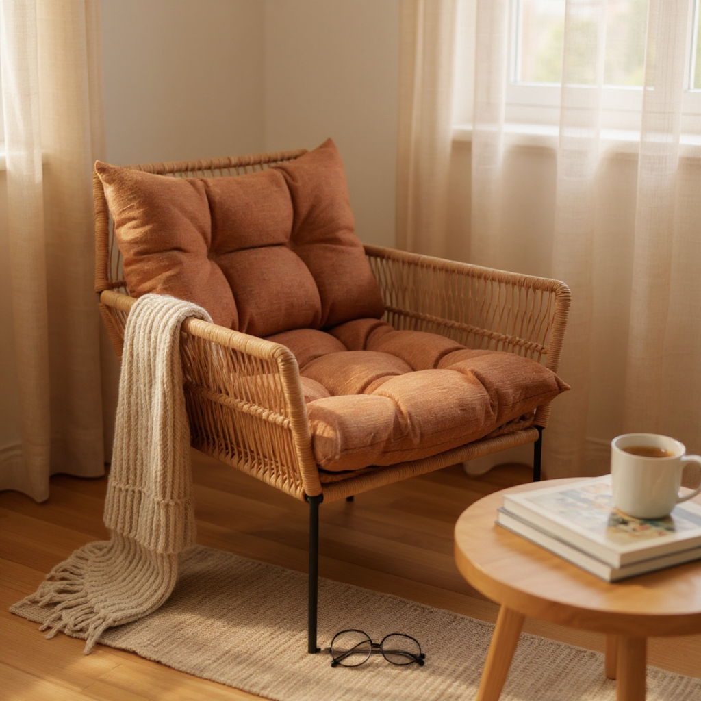 Fauteuil en corde tressée bohème Cannelle | Collection TANA