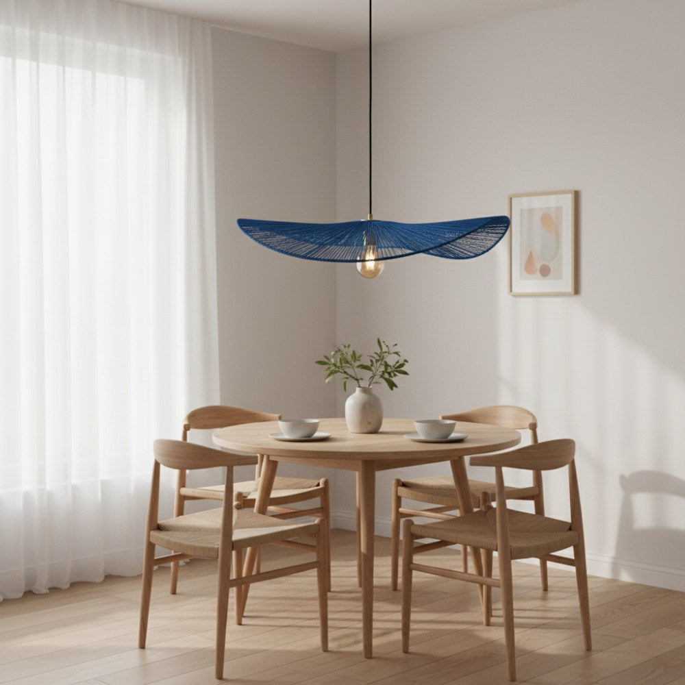 Suspension en corde naturelle bohème chic Bleu Roi | Collection MANAKARA