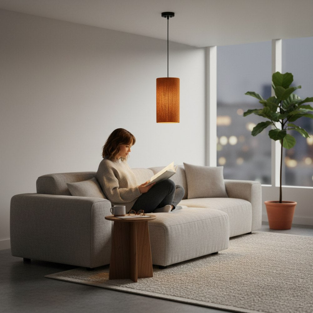 Plafonnier cylindrique bohème Orange | Collection ANTALAHA