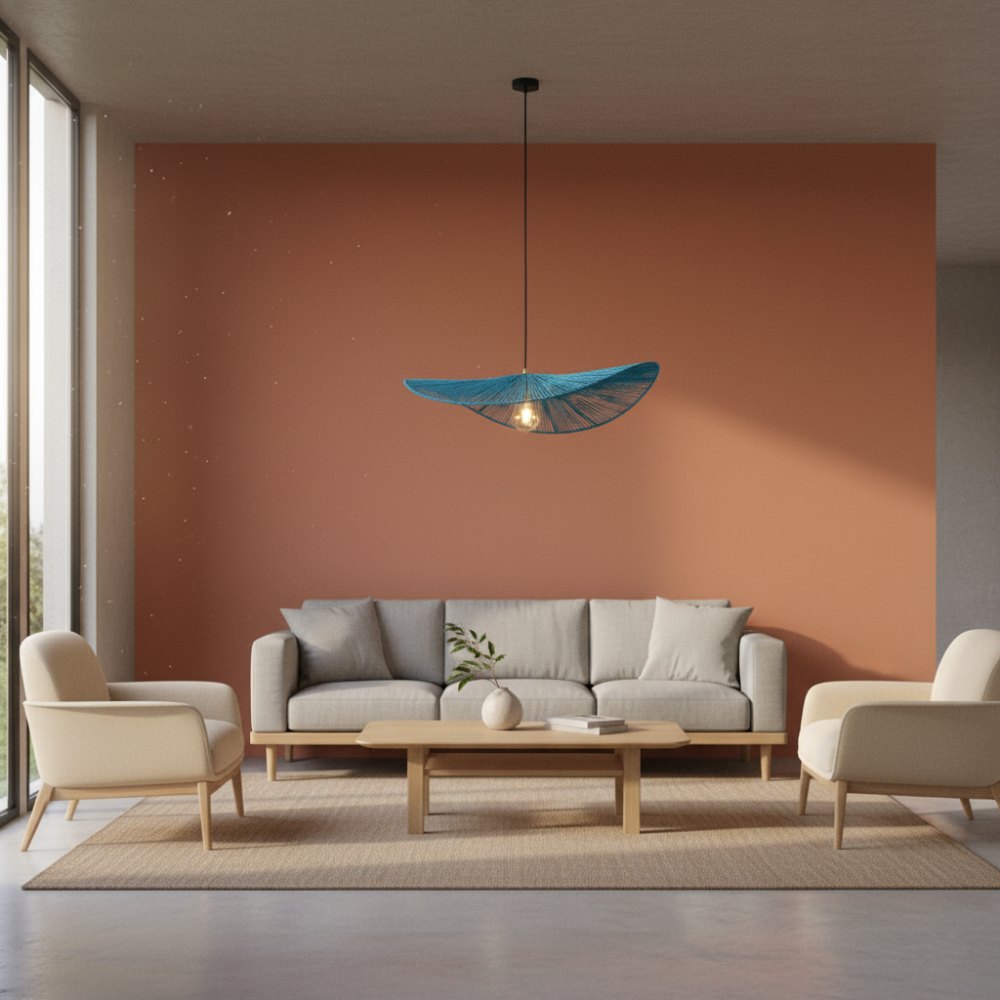 Suspension en corde naturelle bohème chic Bleu Lagon | Collection MANAKARA