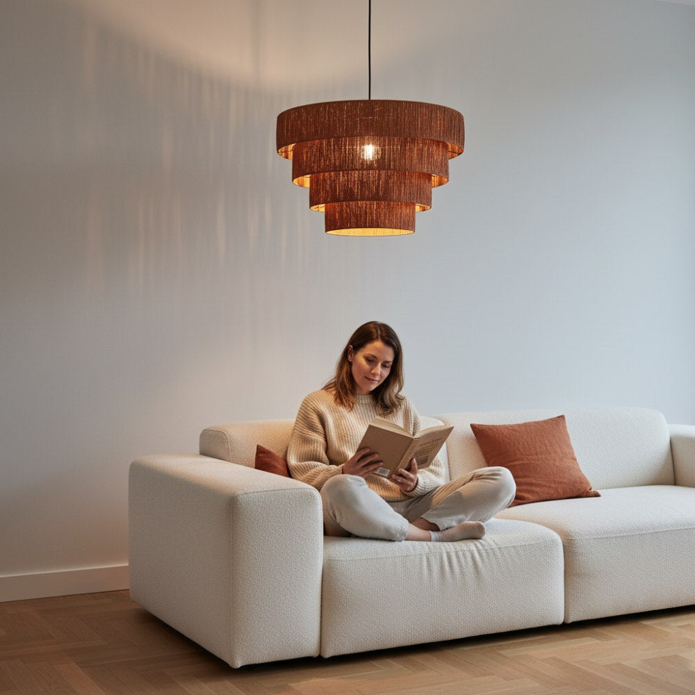 Plafonnier raphia Cannelle | Collection SAMBAVA