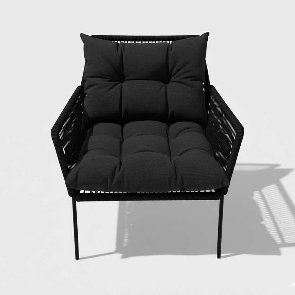Fauteuil en corde tressée bohème Noir | Collection TANA