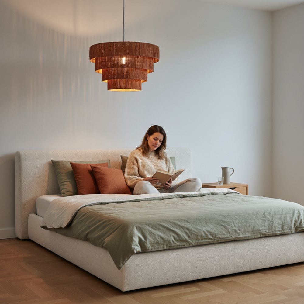 Plafonnier raphia Cannelle | Collection SAMBAVA