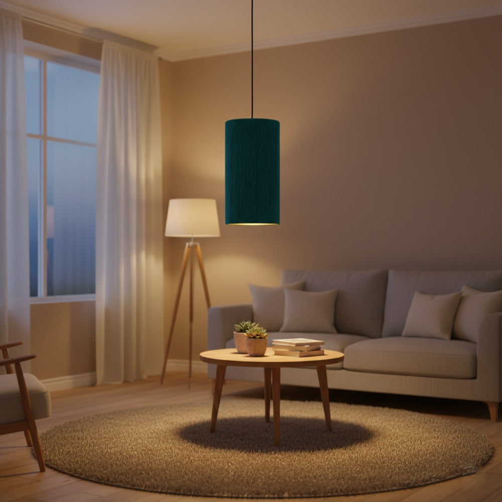 Plafonnier cylindrique bohème Bleu Lagon | Collection ANTALAHA