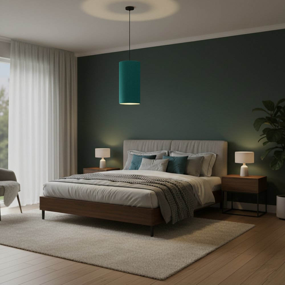 Plafonnier cylindrique bohème Turquoise | Collection ANTALAHA